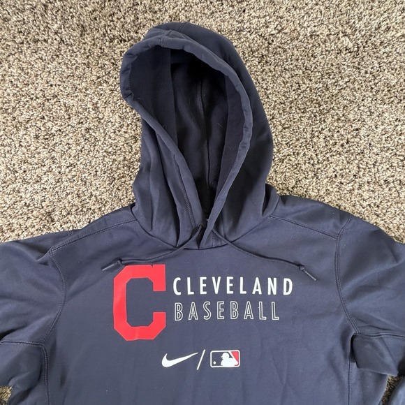 Cleveland Guardians Hoodie Mens Large Blue Nike Dri Fit Sweatshirt Logo MLB L - Picture 3 of 10